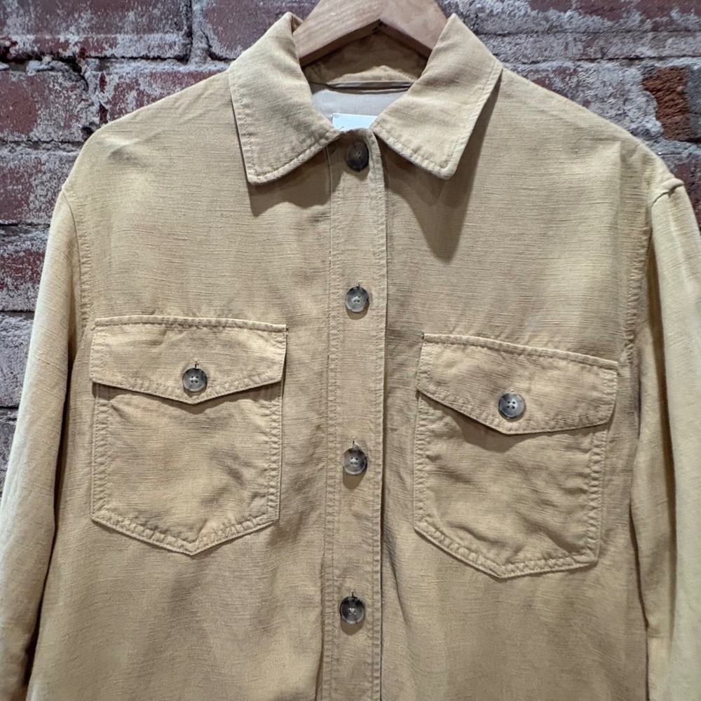 Aritzia Wilfred The Ganna Linen Shirt Jacket Sandy Beige XS Shacket - Picture 13 of 16